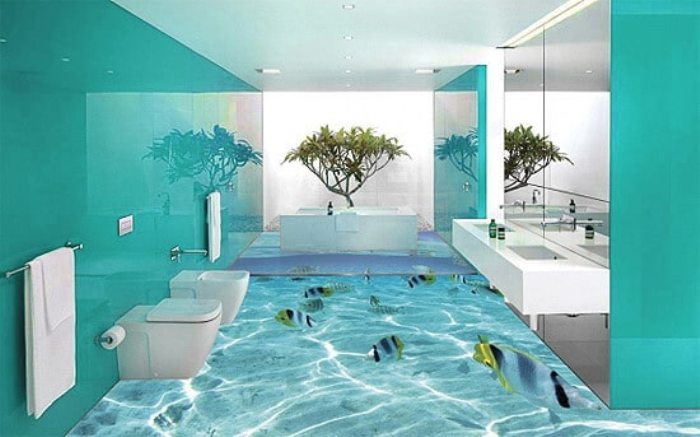 baño con efecto de peces
