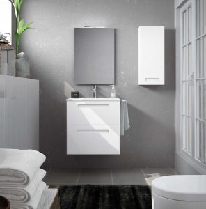 baño gris con blanco